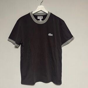 Lacoste Men's Black and Gray Short Sleeve Tee